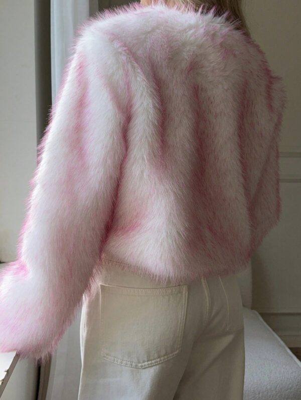 Chaqueta Fluffy Manga Larga Casual Color Sólido - Image 22