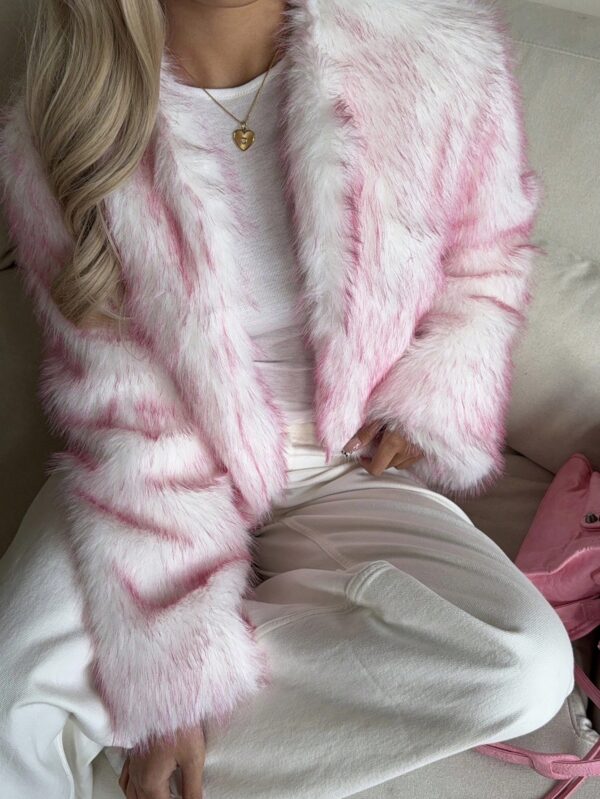 Chaqueta Fluffy Manga Larga Casual Color Sólido - Image 25