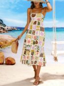 Vestido Largo Estampado Vintage con Tirantes Finos