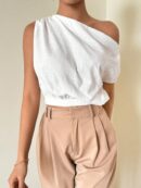 Blusa Satinada sin Mangas para Mujer, Estilo Minimalista