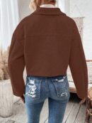 Chaqueta de Lana Negra de Manga Larga y Hombros Caídos