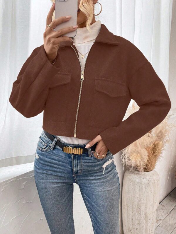 Chaqueta de Lana Negra de Manga Larga y Hombros Caídos - Image 18