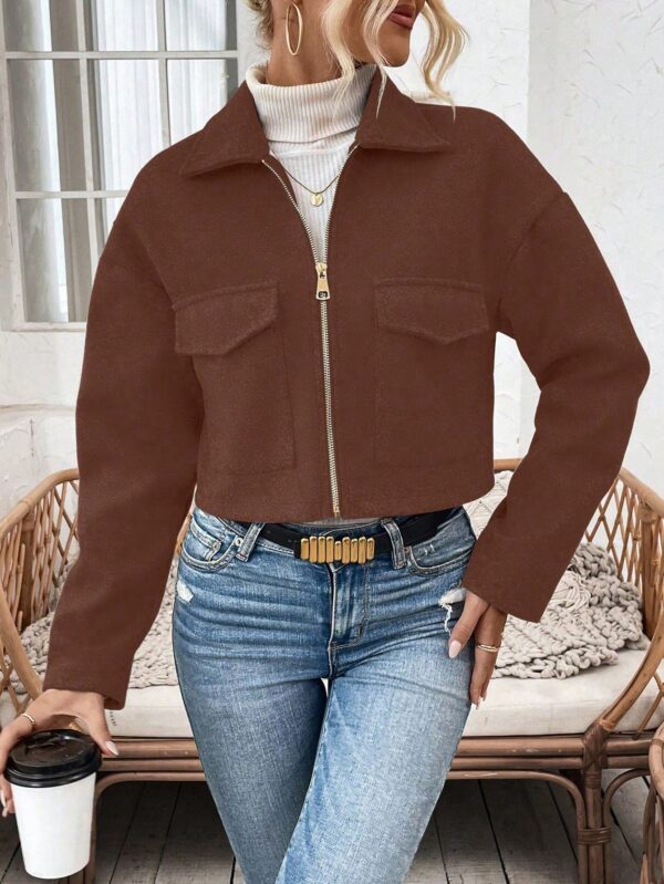 Chaqueta de Lana Negra de Manga Larga y Hombros Caídos - Image 20