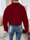 Chaqueta de Lana Negra de Manga Larga y Hombros Caídos