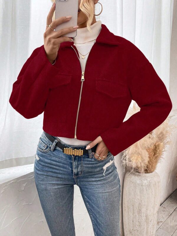 Chaqueta de Lana Negra de Manga Larga y Hombros Caídos - Image 32