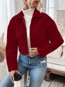 Chaqueta de Lana Negra de Manga Larga y Hombros Caídos