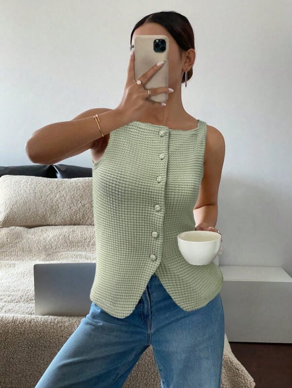 Blusa Elegante de Rayas con Botones y Abertura Frontal - Image 13