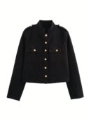 Chaqueta Otoñal para Mujer Color Vino con Botones y Bolsillos