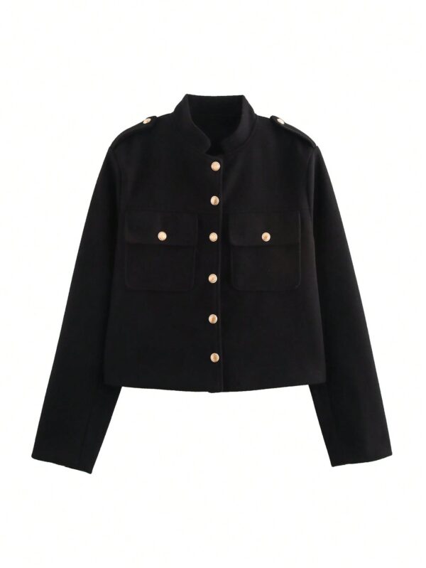 Chaqueta Otoñal para Mujer Color Vino con Botones y Bolsillos - Image 10