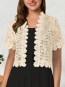 Bolero Shrug Casual de Verano con Encaje Camellia y Manga Corta
