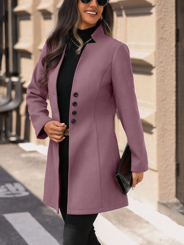 Chaqueta de Lana con Cuello Alto y Entallada para Mujer - Image 28