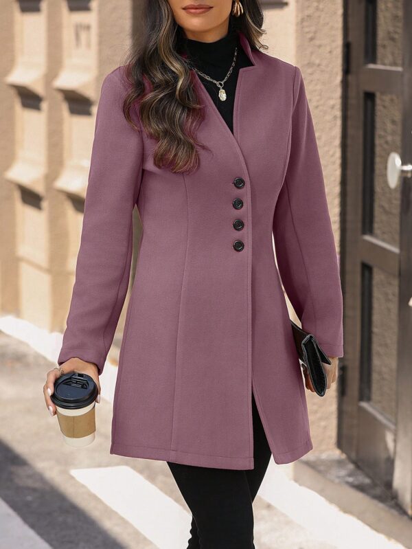 Chaqueta de Lana con Cuello Alto y Entallada para Mujer - Image 29