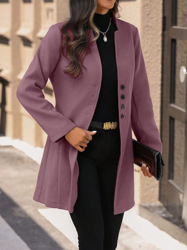 Chaqueta de Lana con Cuello Alto y Entallada para Mujer - Image 30