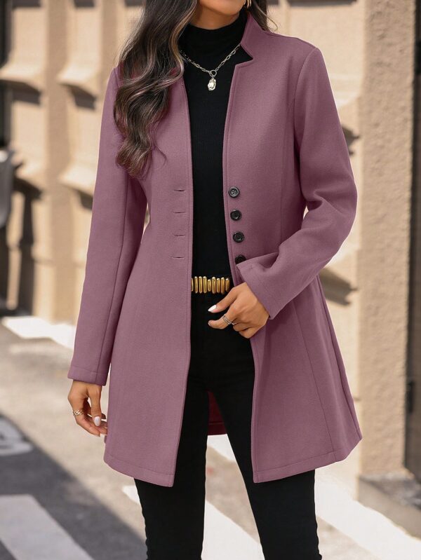 Chaqueta de Lana con Cuello Alto y Entallada para Mujer - Image 31