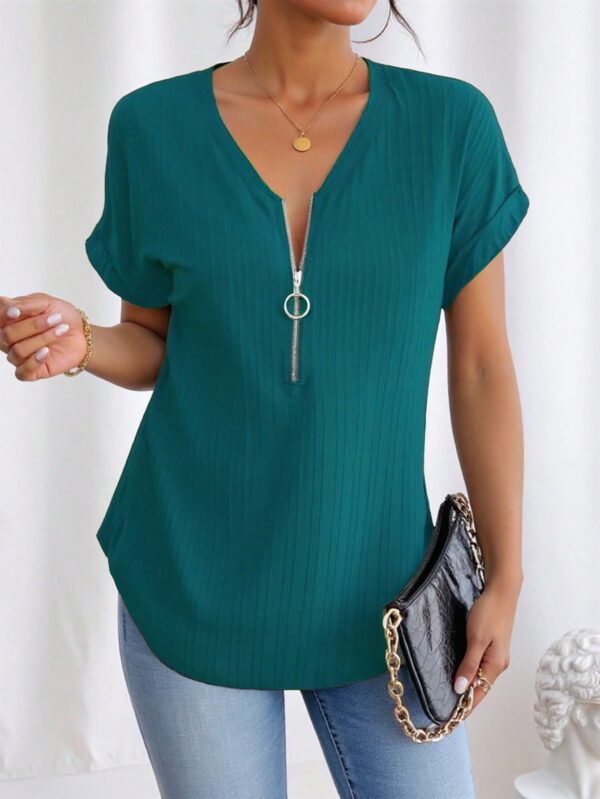 Blusa Casual con Cremallera y Manga Murciélago - Image 44