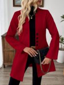 Chaqueta de Lana Casual para Vacaciones con Cuello Mini