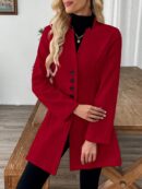 Chaqueta de Lana Casual para Vacaciones con Cuello Mini