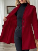 Chaqueta de Lana Casual para Vacaciones con Cuello Mini