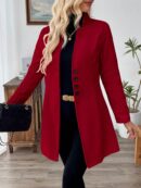 Chaqueta de Lana Casual para Vacaciones con Cuello Mini