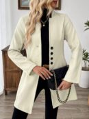 Chaqueta de Lana Casual para Vacaciones con Cuello Mini