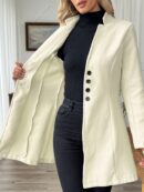 Chaqueta de Lana Casual para Vacaciones con Cuello Mini
