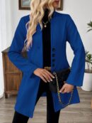 Chaqueta de Lana Casual para Vacaciones con Cuello Mini