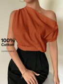 Blusa Satinada sin Mangas para Mujer, Estilo Minimalista