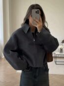 Chaqueta Retro de Otoño con Solapa y Bolsillos