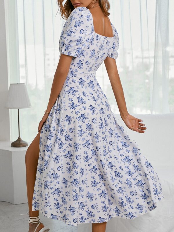 Vestido Largo Boho Floral con Nudo y Abertura en Pierna - Image 8