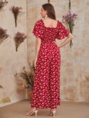 Mono Floral con Volantes y Escote Cuadrado