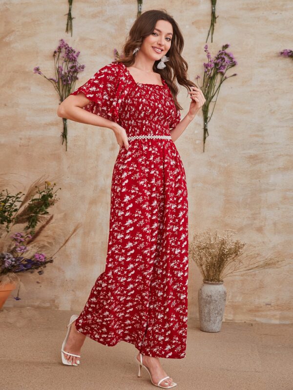 Mono Floral con Volantes y Escote Cuadrado - Image 4