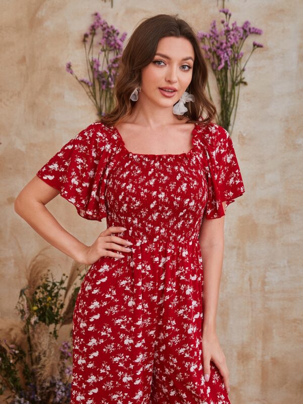 Mono Floral con Volantes y Escote Cuadrado - Image 5