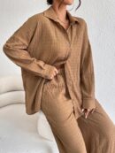 Conjunto Casual de Blusa Suelta y Pantalones con Manga Caída