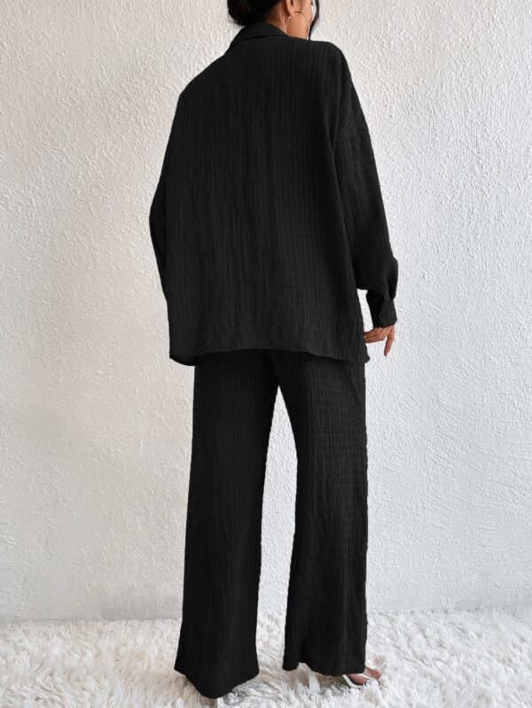 Conjunto Casual de Blusa Suelta y Pantalones con Manga Caída - Image 2