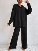 Conjunto Casual de Blusa Suelta y Pantalones con Manga Caída