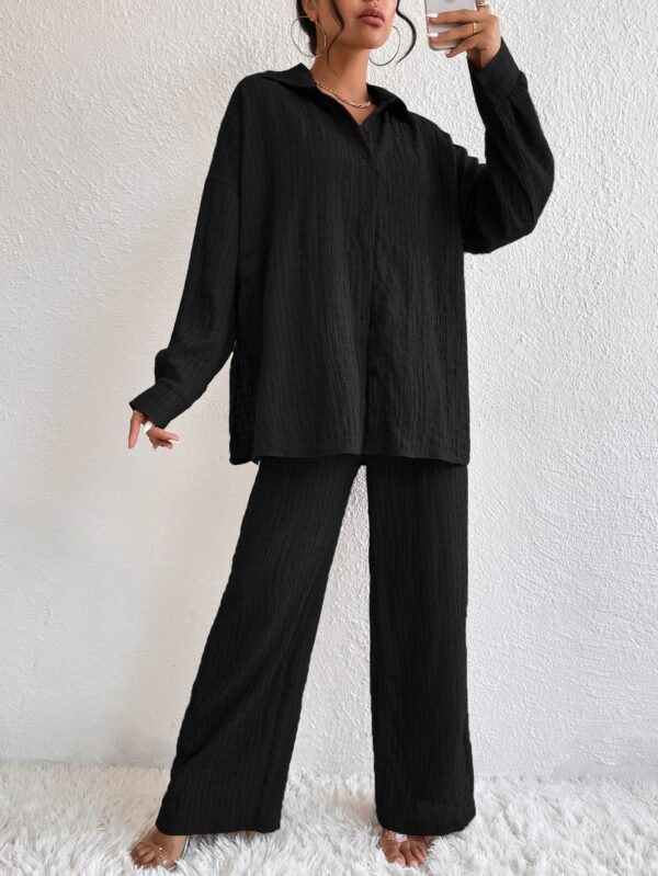 Conjunto Casual de Blusa Suelta y Pantalones con Manga Caída - Image 3