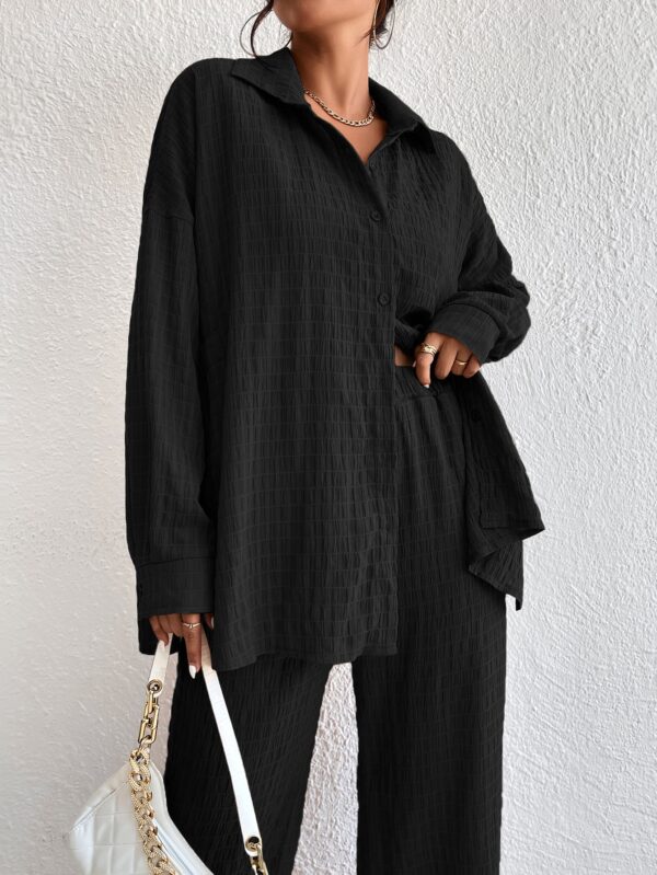 Conjunto Casual de Blusa Suelta y Pantalones con Manga Caída - Image 4