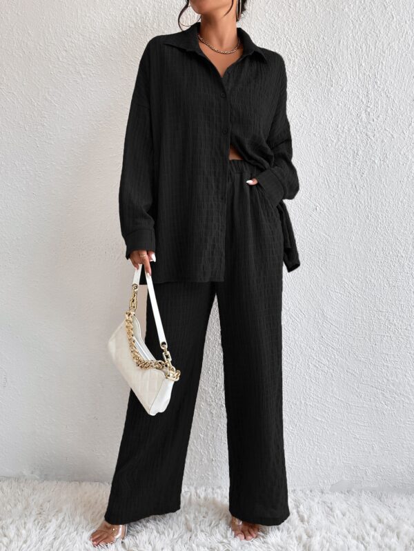 Conjunto Casual de Blusa Suelta y Pantalones con Manga Caída - Image 6