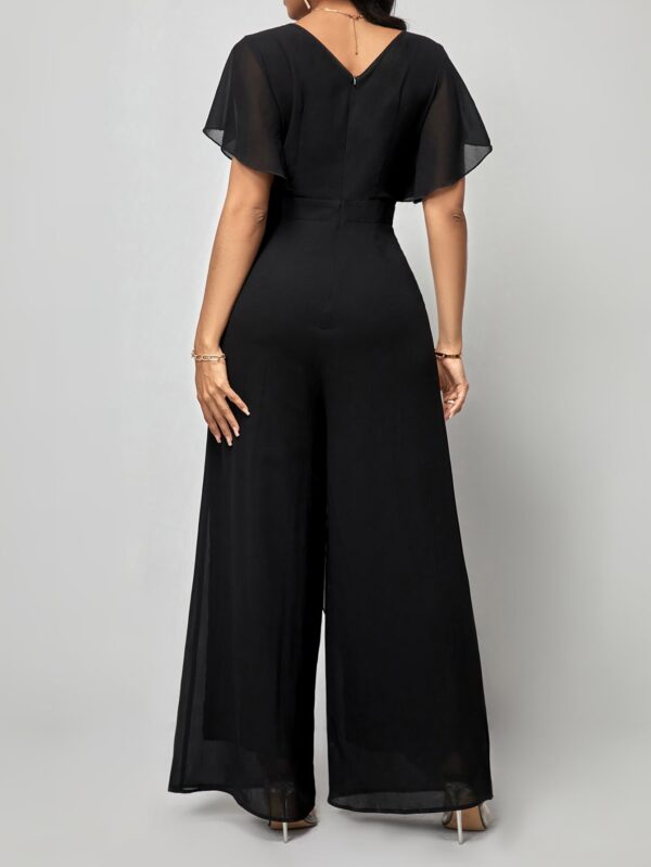 Mono Elegante de Pierna Ancha con Lazo y Mangas Mariposa - Image 2