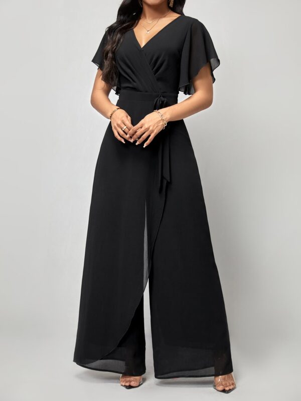 Mono Elegante de Pierna Ancha con Lazo y Mangas Mariposa - Image 7