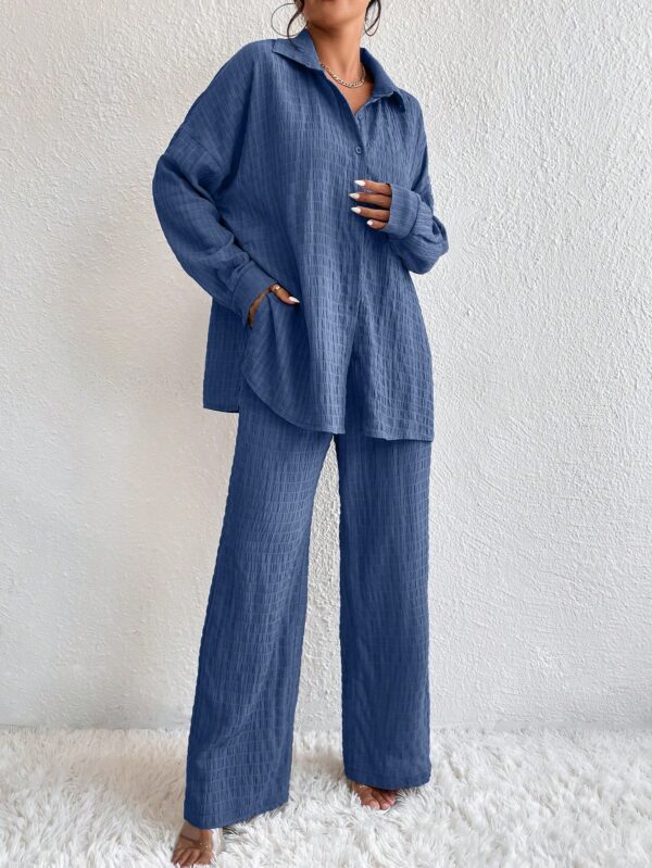 Conjunto Casual de Blusa Suelta y Pantalones con Manga Caída - Image 108