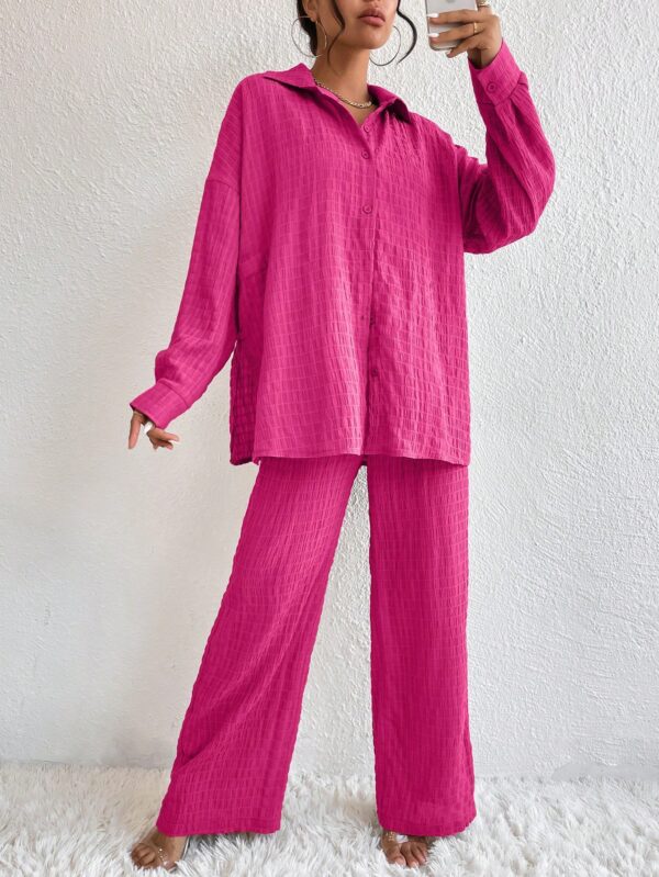 Conjunto Casual de Blusa Suelta y Pantalones con Manga Caída - Image 64