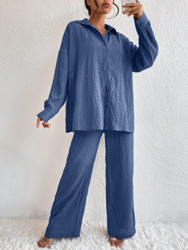 Conjunto Casual de Blusa Suelta y Pantalones con Manga Caída - Image 110