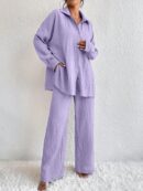 Conjunto Casual de Blusa Suelta y Pantalones con Manga Caída