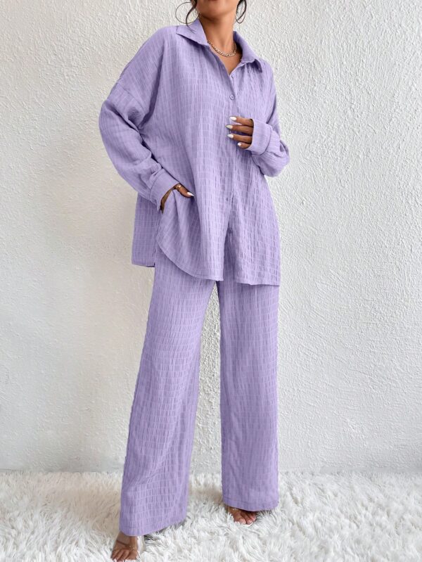 Conjunto Casual de Blusa Suelta y Pantalones con Manga Caída - Image 66