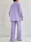 Conjunto Casual de Blusa Suelta y Pantalones con Manga Caída