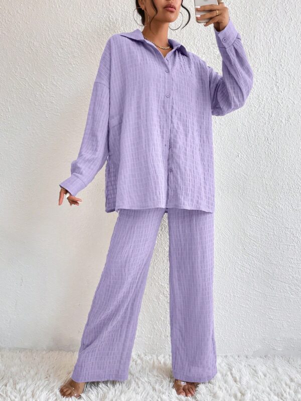 Conjunto Casual de Blusa Suelta y Pantalones con Manga Caída - Image 68