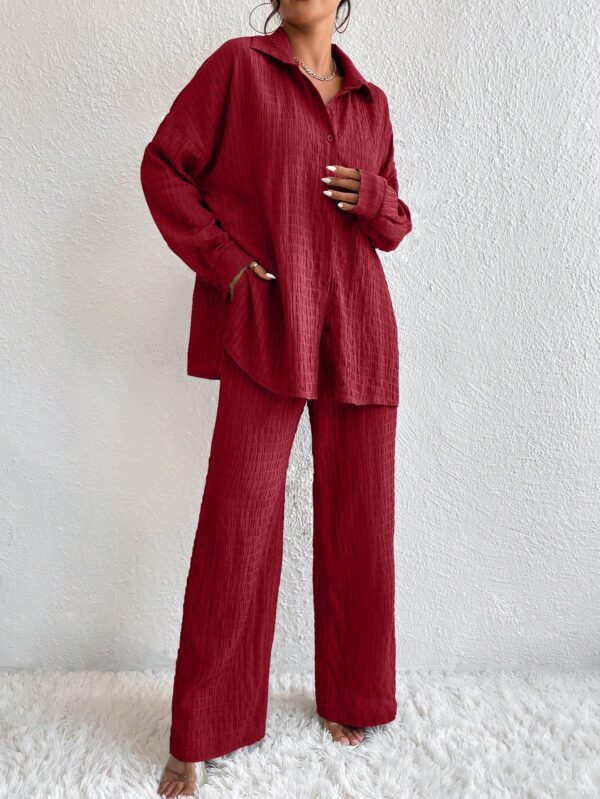 Conjunto Casual de Blusa Suelta y Pantalones con Manga Caída - Image 20