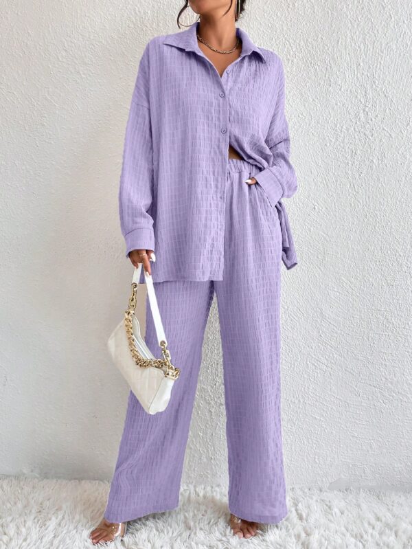 Conjunto Casual de Blusa Suelta y Pantalones con Manga Caída - Image 70