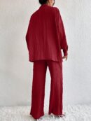 Conjunto Casual de Blusa Suelta y Pantalones con Manga Caída